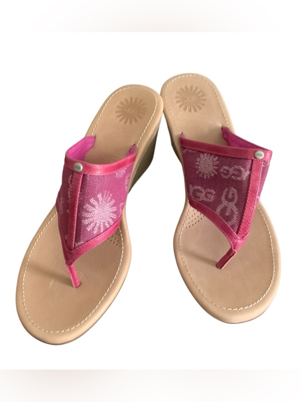 New UGGS Solena Wedge Denim Sandals  Pink Sz Us 8 - Picture 3 of 5